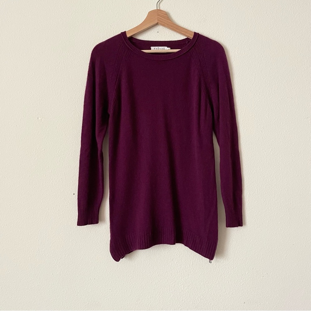 Velvet by Graham & Spencer SMALL 100% cashmere maroon knit sweater